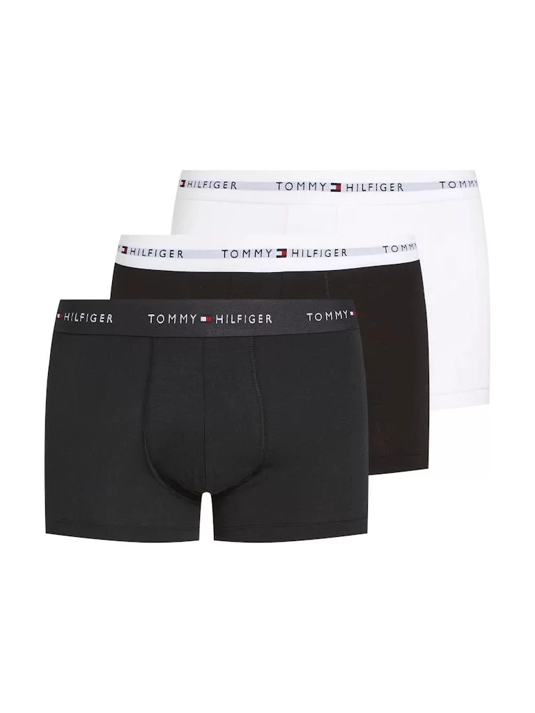 Tommy Hilfiger Erkek 3lü Siyah Düz Renk Trunk Boxer