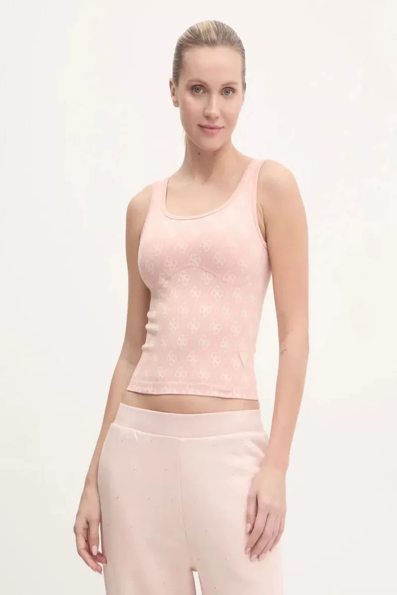 Guess 4G RHOMBUS ACTIVE TOP SEAMLESS Kadın Pembe Atlet V5RP04Z3LF0-F6DJ