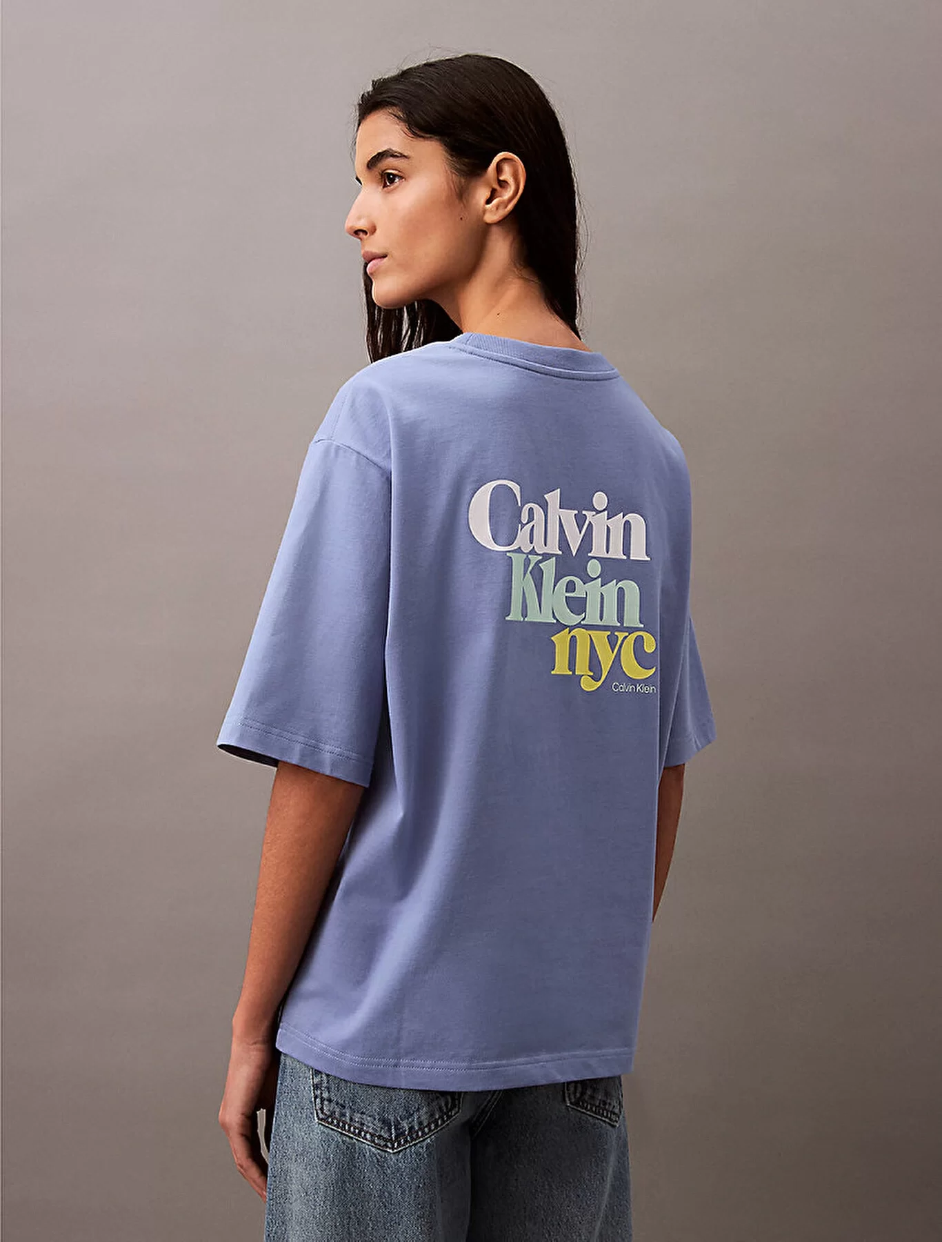 CK Jeans SS REL CALVIN KLEIN NYC TEE Kadın  T-shirt LV047AB813-UB1