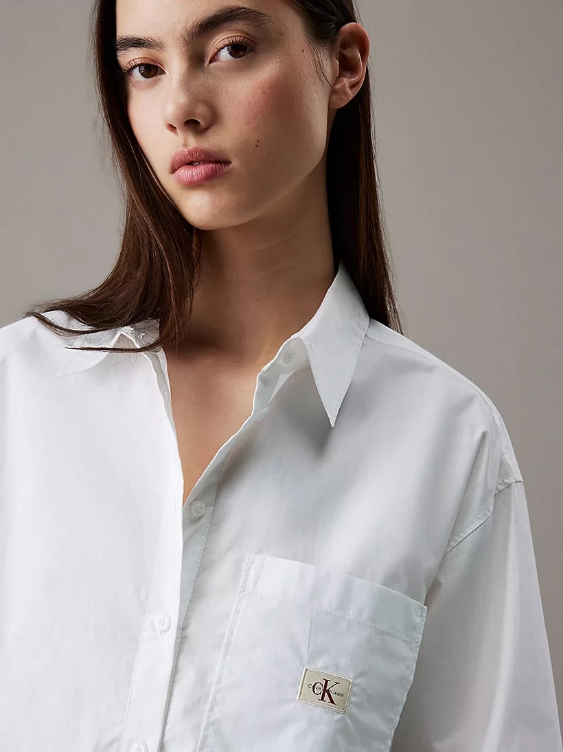 CK Jeans WOVEN LABEL CROPPED SHIRT Kadın  Gömlek J20J225078-YAA