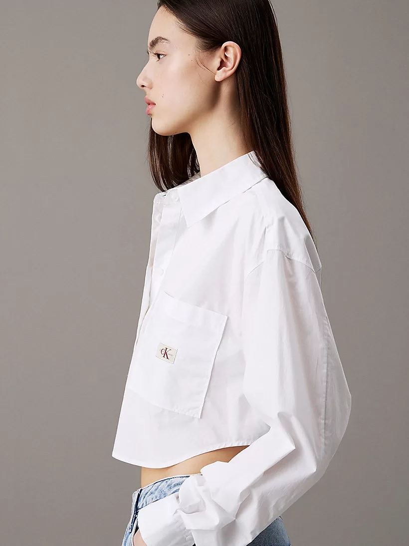 CK Jeans WOVEN LABEL CROPPED SHIRT Kadın  Gömlek J20J225078-YAA