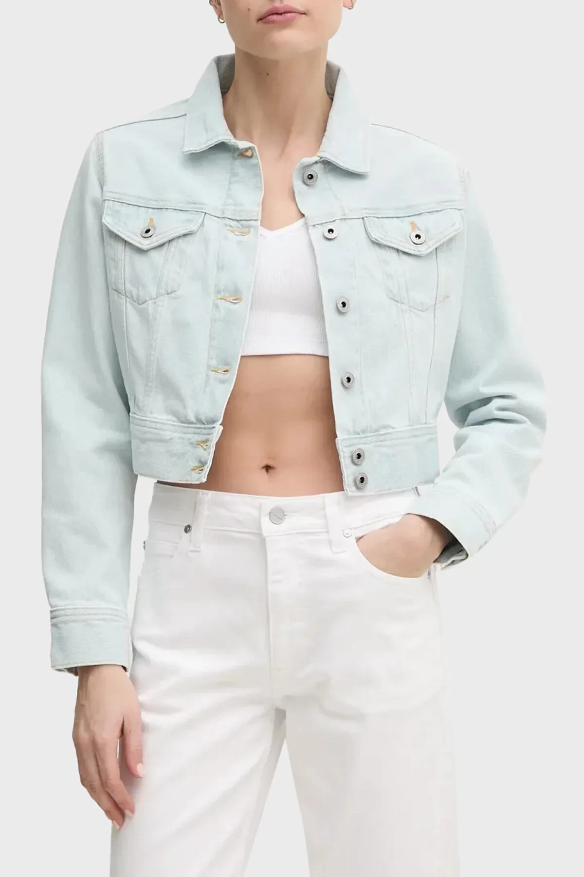 CK Jeans WOVEN LABEL RIB BRALETTE Kadın  Crop J20J225308-YAA
