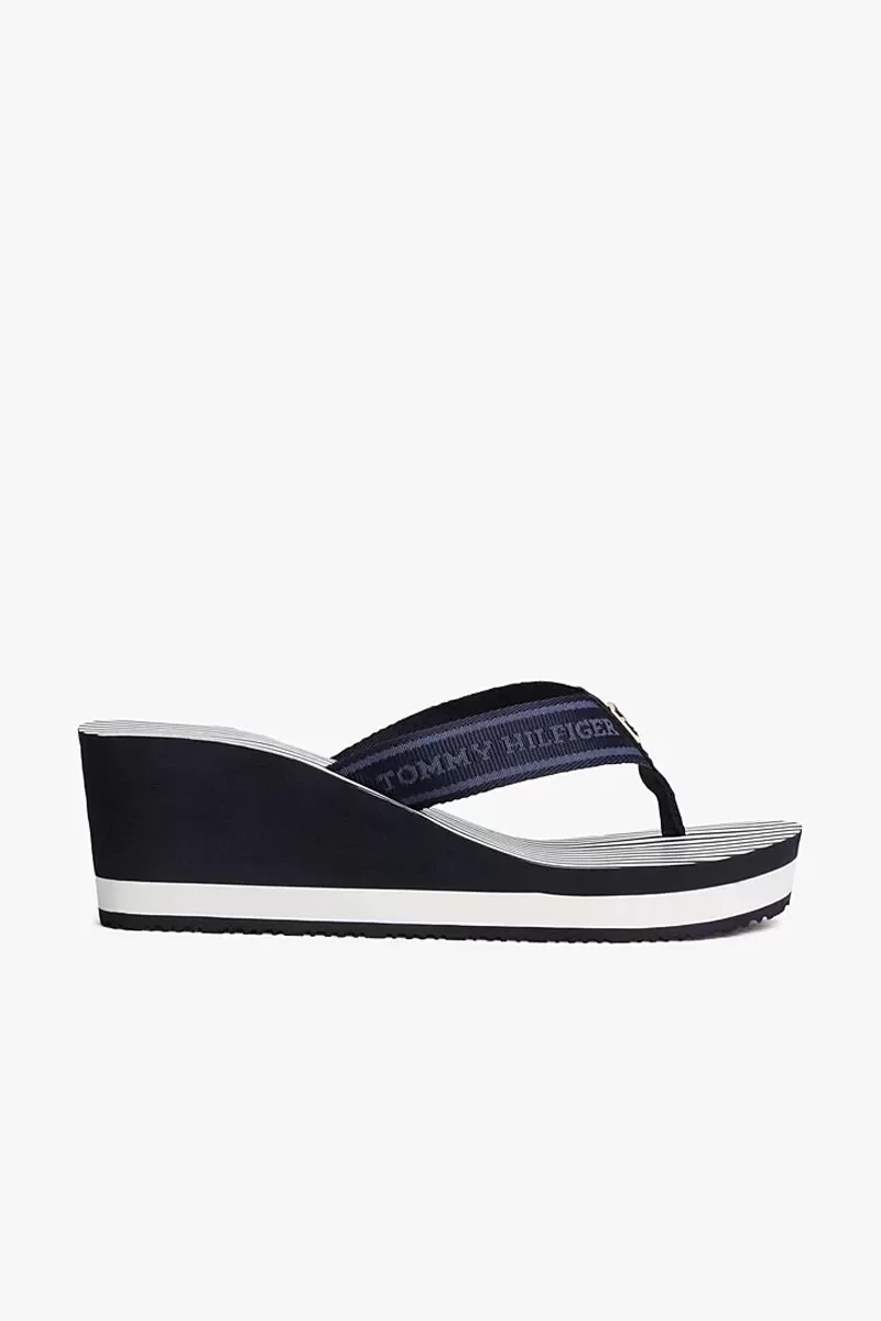 Tommy Hilfiger TH STRIPES WEDGE BEACH SANDAL Kadın  Terlik FW0FW08521DW6