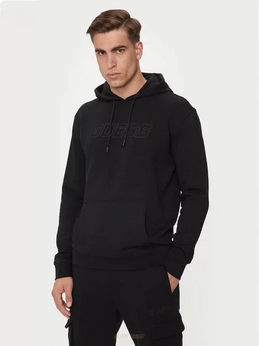 Guess Aldwın New Hoodıe Erkek Siyah Sweatshirt Z4YQ12KAIJ1-JBLK