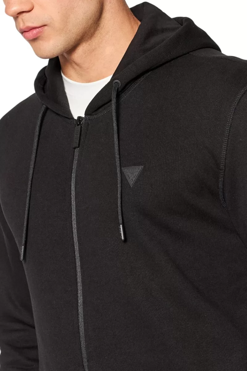 Guess ALDWIN ZIP HOODED SW Erkek Siyah Ceket Z2YQ28KAIJ1-JBLK