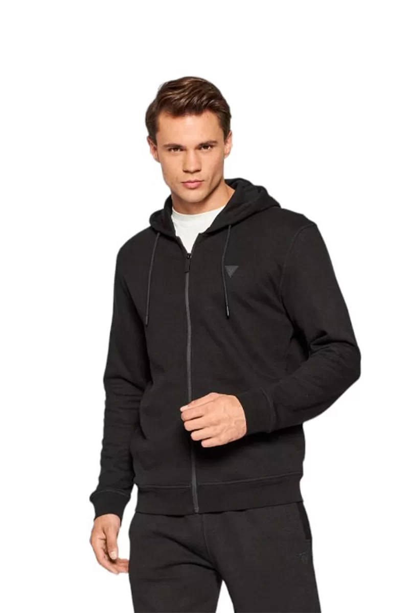 Guess ALDWIN ZIP HOODED SW Erkek Siyah Ceket Z2YQ28KAIJ1-JBLK
