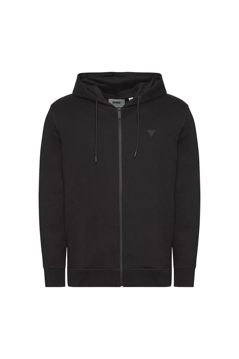 Guess ALDWIN ZIP HOODED SW Erkek Siyah Ceket Z2YQ28KAIJ1-JBLK