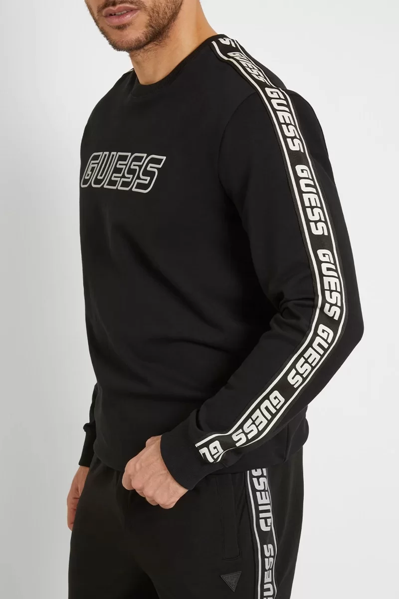 Guess Arlo Cn Sweatshırt Erkek Siyah Sweatshirt Z4GQ24K6ZS1-JBLK