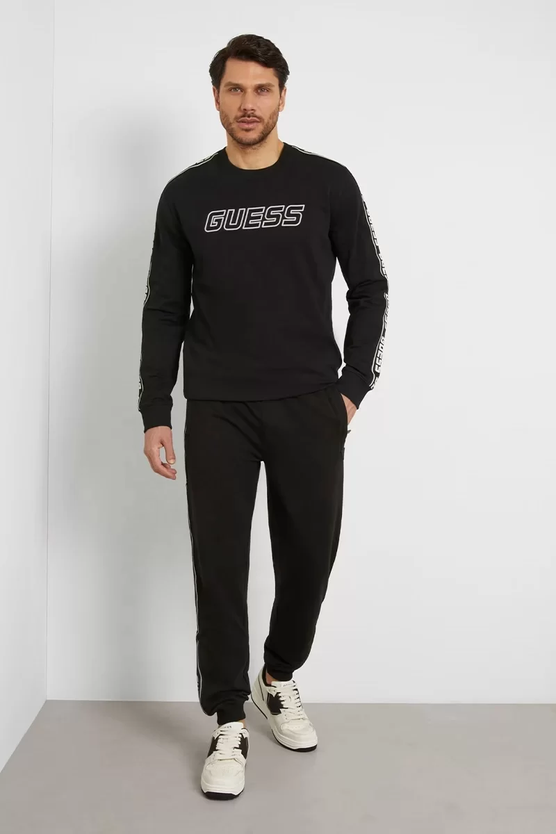 Guess Arlo Cn Sweatshırt Erkek Siyah Sweatshirt Z4GQ24K6ZS1-JBLK