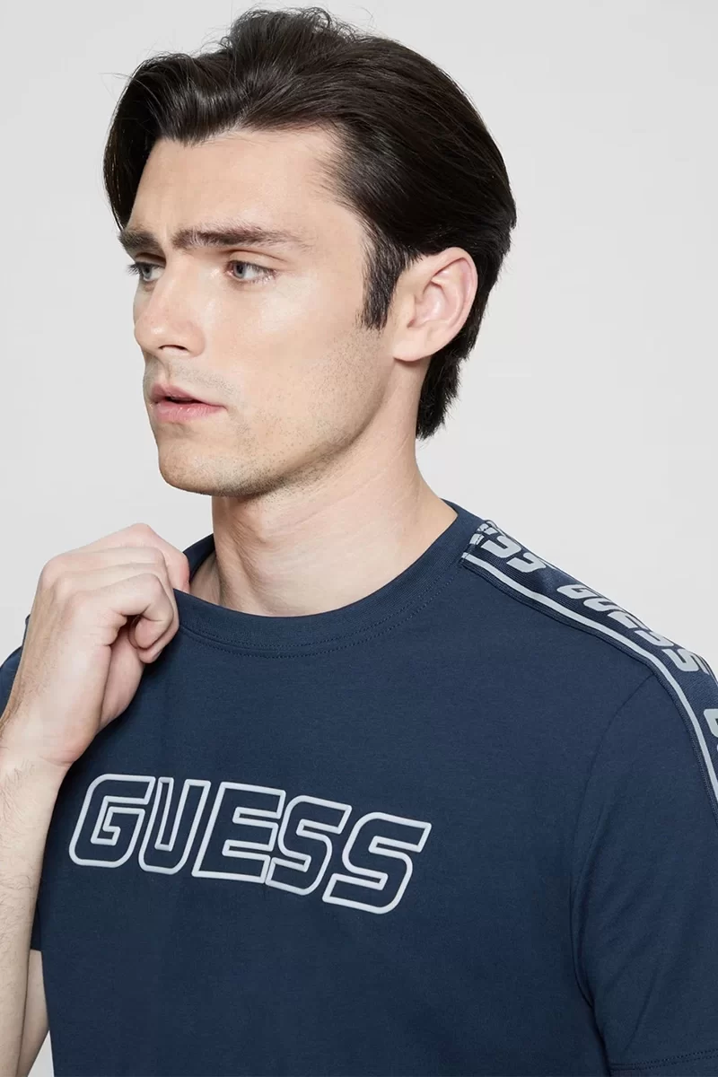Guess Arlo Cn T-Shırt Erkek Mavi T-Shirt Z4GI18J1314-G7R1