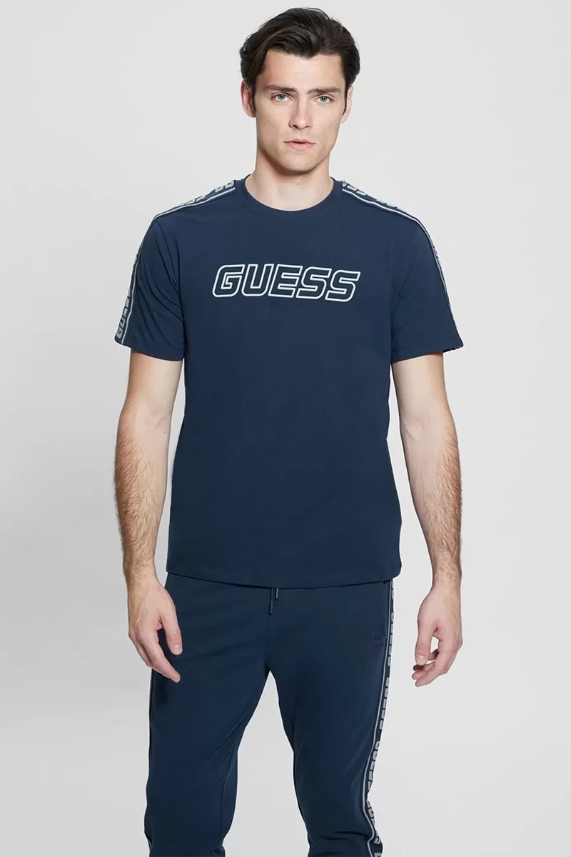 Guess Arlo Cn T-Shırt Erkek Mavi T-Shirt Z4GI18J1314-G7R1