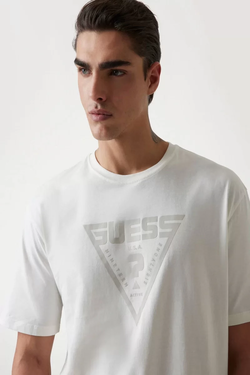 Guess AZHA CN OVER T-SHIRT Erkek Beyaz T-shirt Z4BI02I3Z14-G018