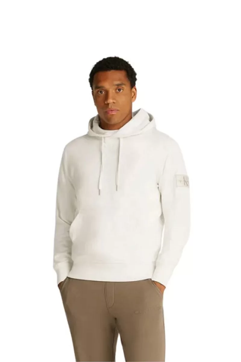 CK Jeans BADGE HOODIE Erkek BEYAZ Sweatshirt J30J323430-YBI