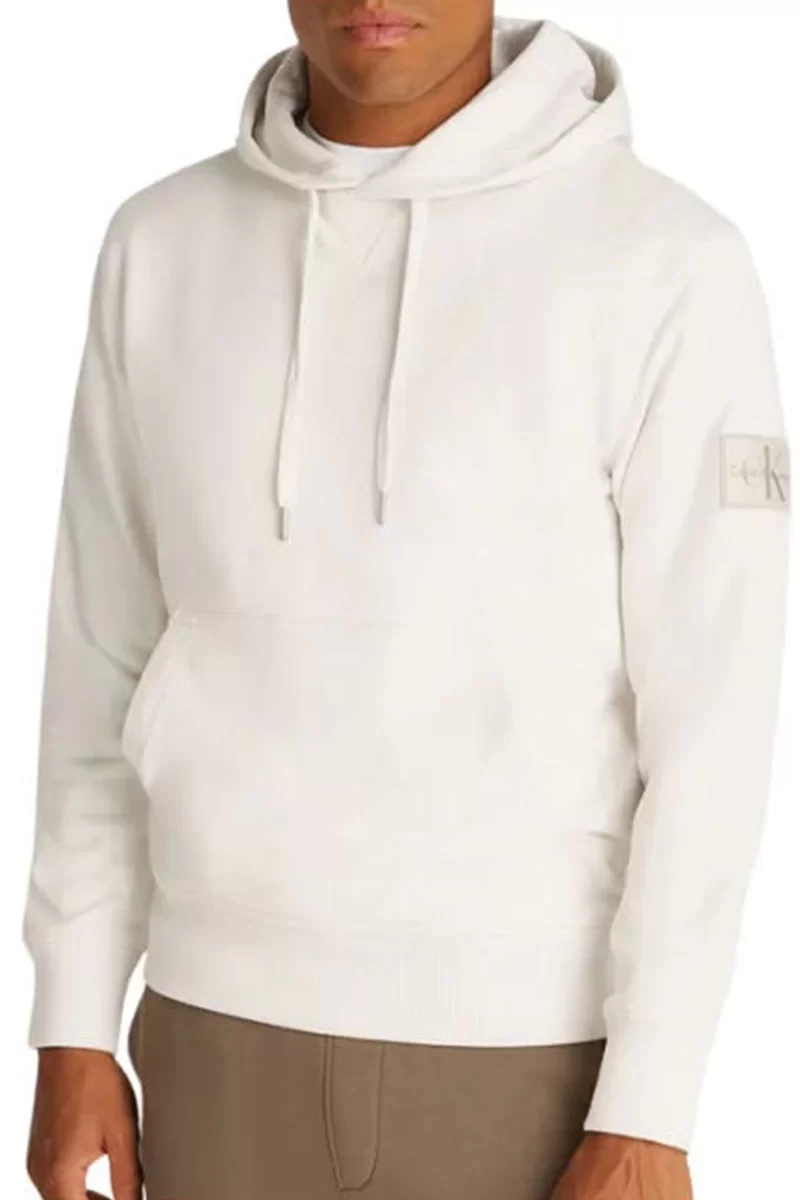 CK Jeans BADGE HOODIE Erkek BEYAZ Sweatshirt J30J323430-YBI