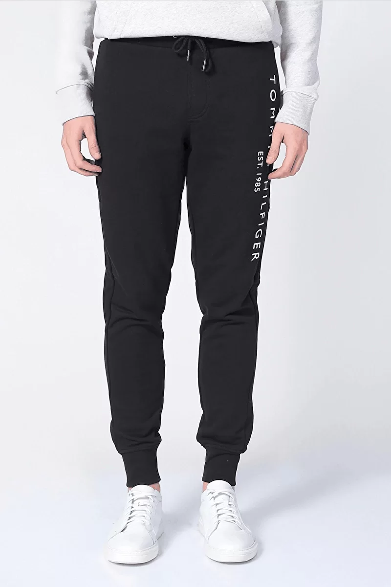 Tommy Hilfiger Erkek Siyah Logolu Jogger Eşofman Altı