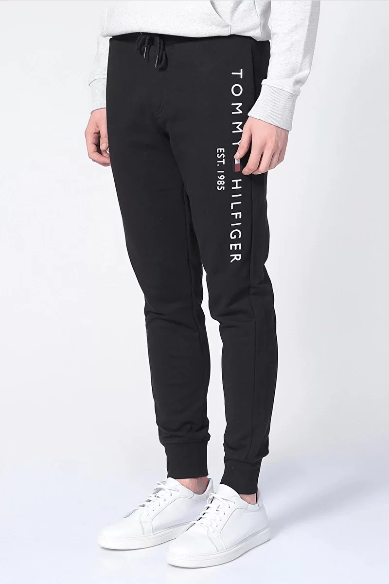 Tommy Hilfiger Erkek Siyah Logolu Jogger Eşofman Altı