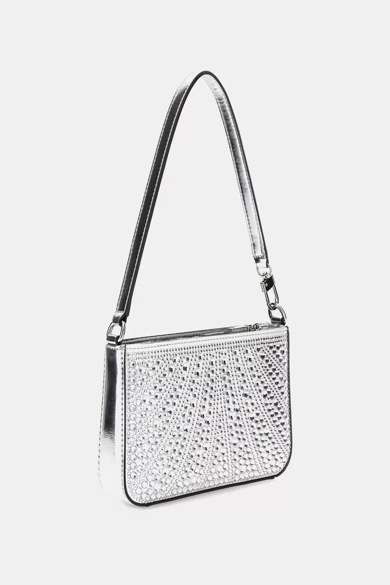 Guess Beauvoır Mını Top Zıp Shdr Bag Kadın Gümüş El Çantası HWXY9528720-SIL