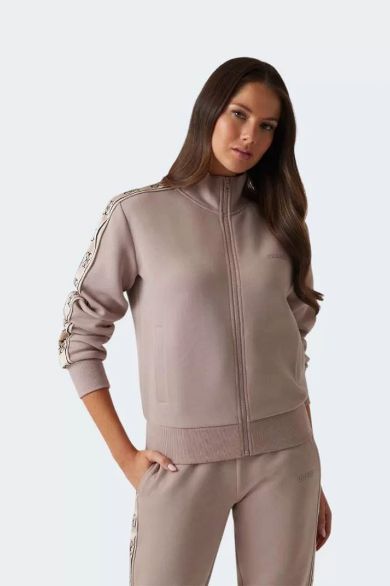 Guess BRITNEY FULL ZIP SWEATSHIRT Kadın Kahverengi Eşofman Üstü V2YQ16KB3P2-G1L9