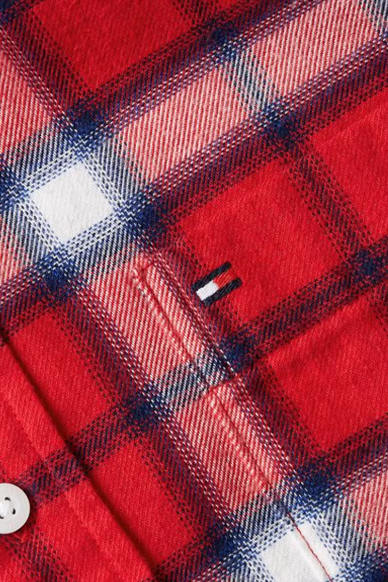 Tommy Hilfiger BRUSHED SHADOW CHECK RF SHIRT Erkek KIRMIZI Gömlek MW0MW368420QK