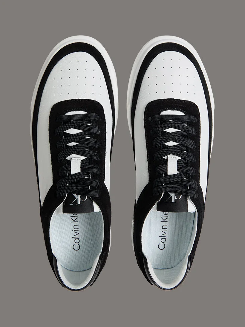Calvin Klein Basketbol Stili Düz Tabanlı Bağcıklı Deri-Süet Erkek Siyah Sneaker YM0YM01354-0GM