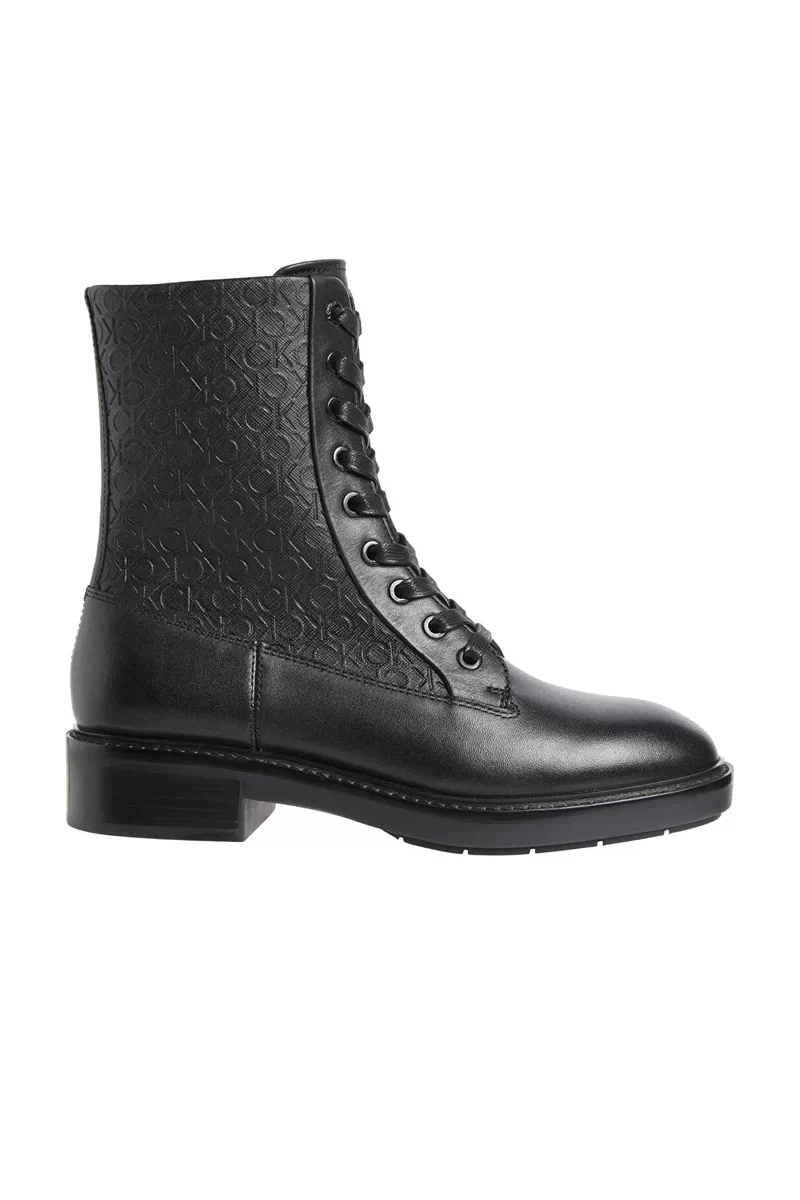 Calvin Klein FLAT COMBAT BOOT MONO MIX Kadın SİYAH Bot HW0HW02194-BEH