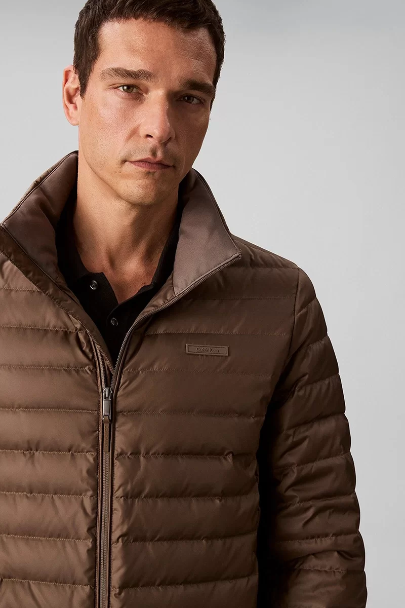 Calvin Klein Erkek Hafif Naylon Kapitone Şişme Gri Ceket LV04LC506G-PDK