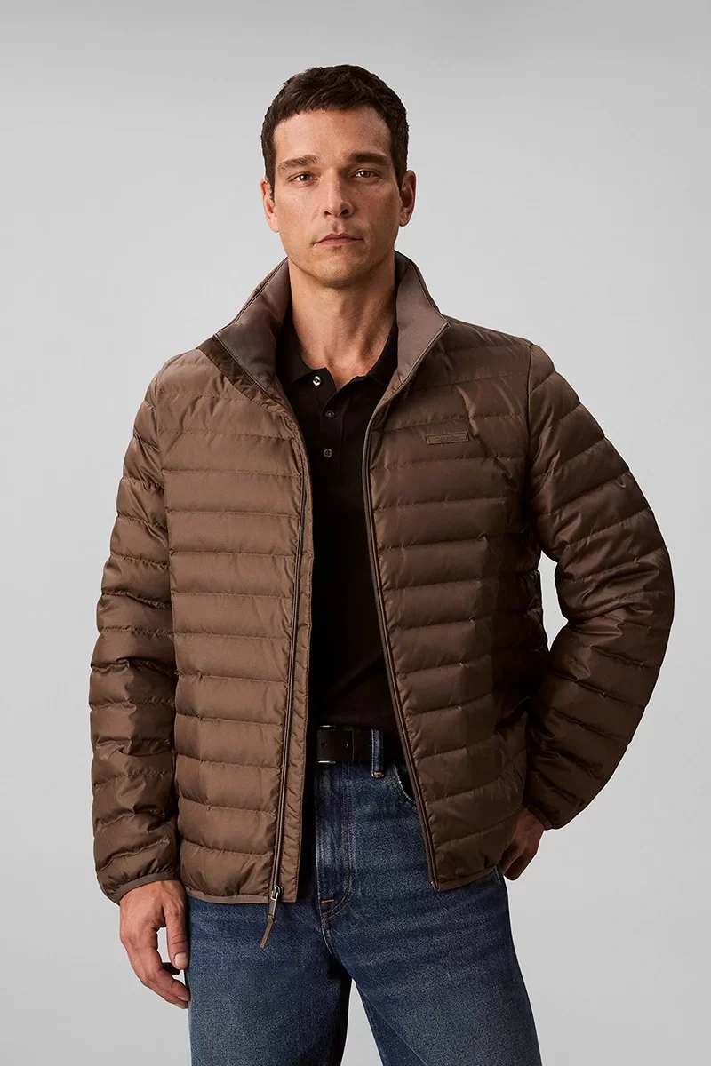 Calvin Klein Erkek Hafif Naylon Kapitone Şişme Gri Ceket LV04LC506G-PDK