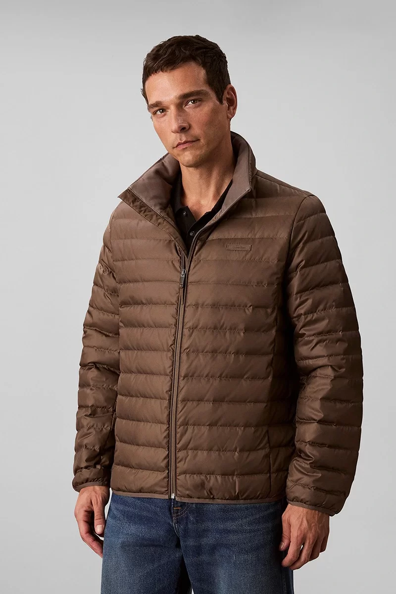 Calvin Klein Erkek Hafif Naylon Kapitone Şişme Gri Ceket LV04LC506G-PDK