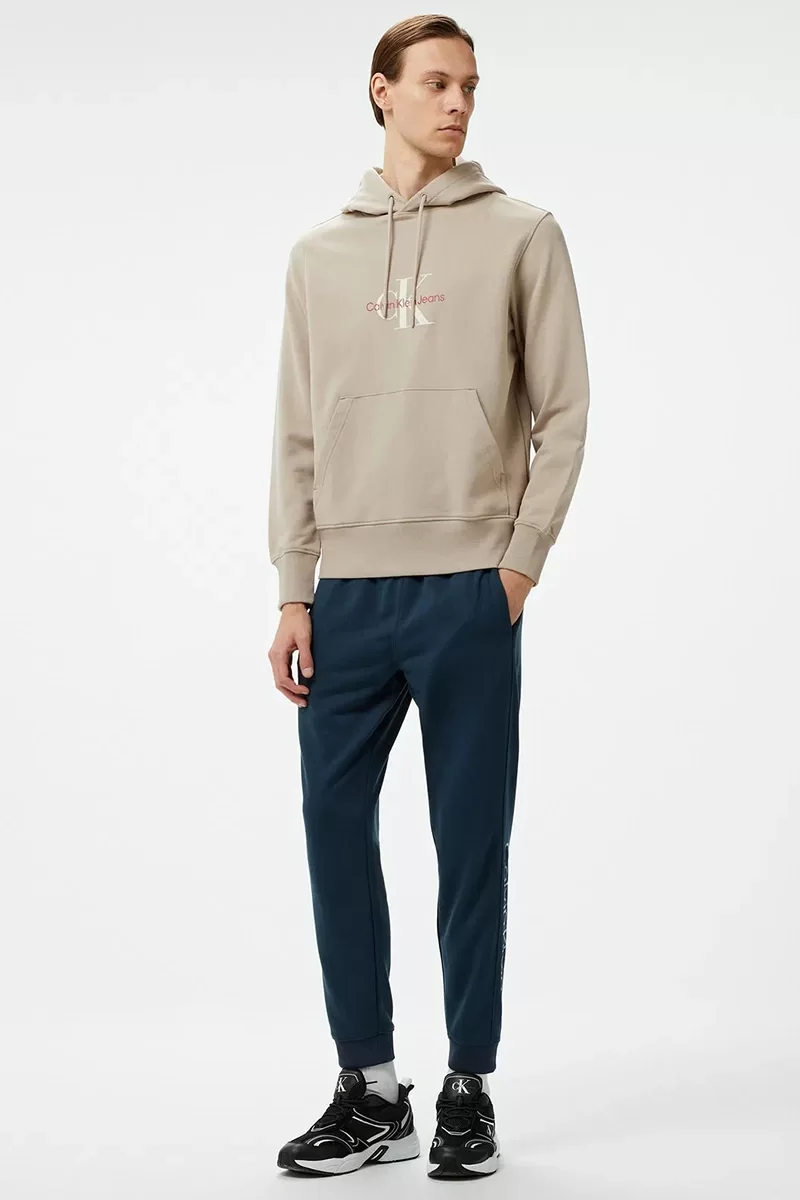 CK Jeans DISTRESSED MONOLOGO HOODIE Erkek Gri Sweatshirt J30J326875-PCF