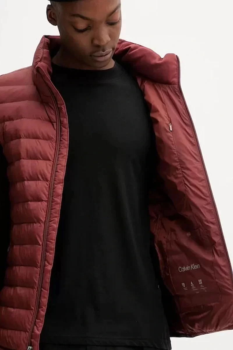 Calvin Klein Erkek Kolsuz Hafif Naylon Şişme Kahverengi Yelek LV04LC509G-VFK