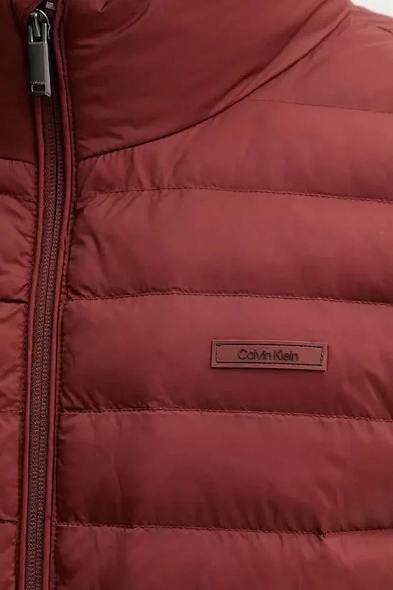 Calvin Klein Erkek Kolsuz Hafif Naylon Şişme Kahverengi Yelek LV04LC509G-VFK