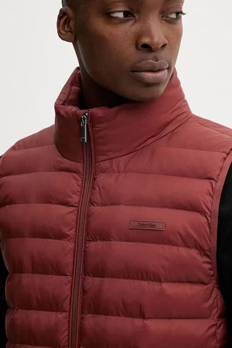 Calvin Klein Erkek Kolsuz Hafif Naylon Şişme Kahverengi Yelek LV04LC509G-VFK