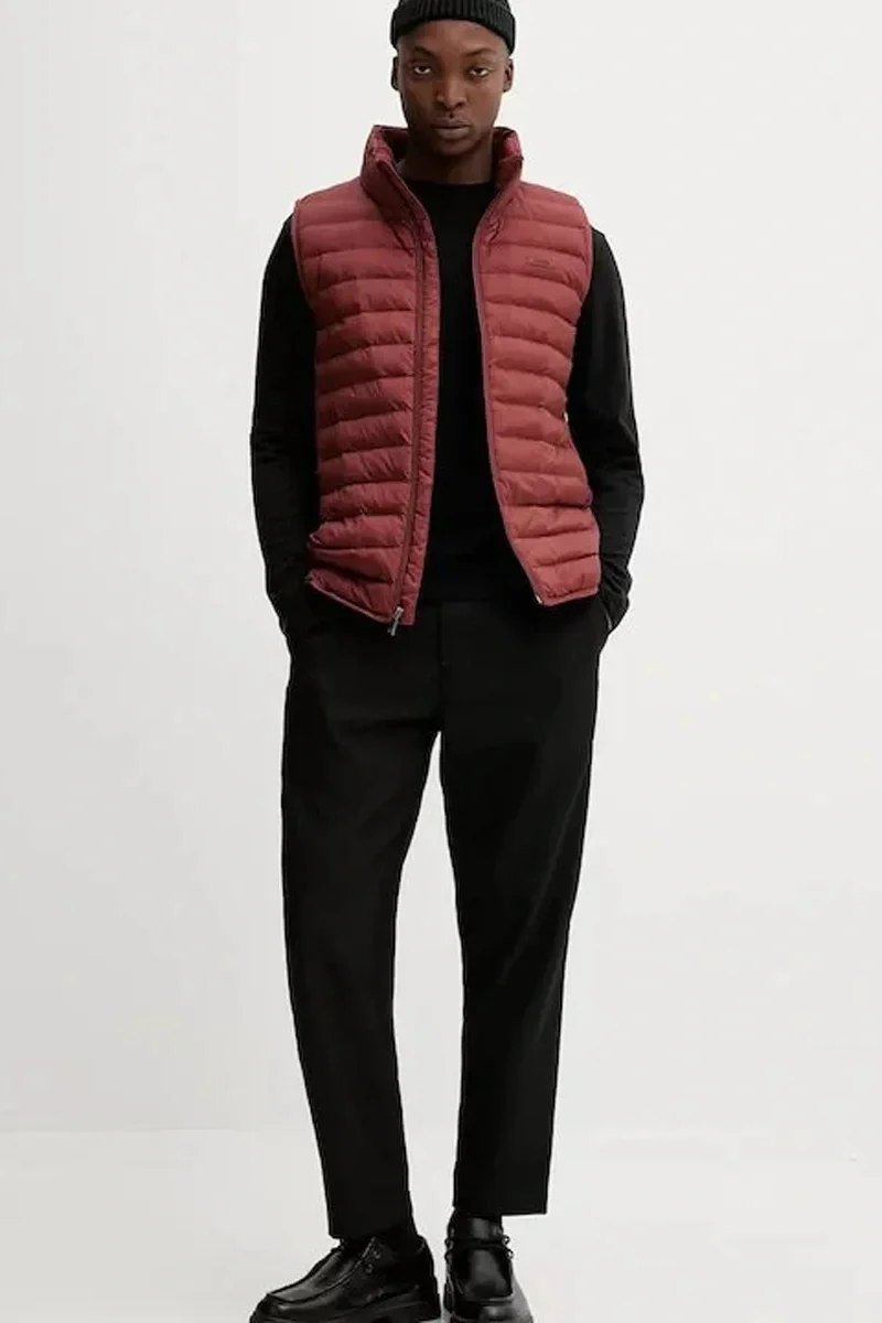 Calvin Klein Erkek Kolsuz Hafif Naylon Şişme Kahverengi Yelek LV04LC509G-VFK