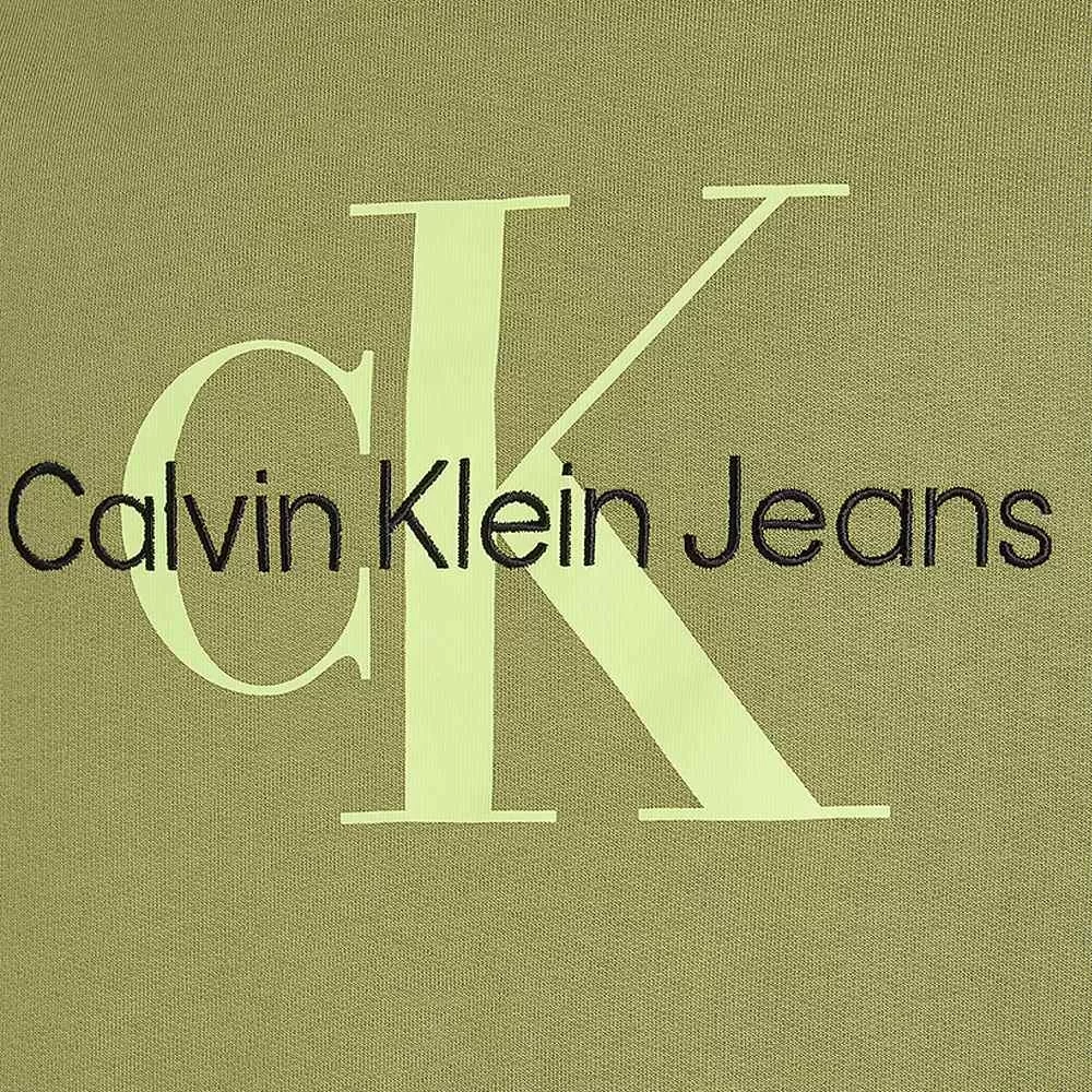 Calvin Klein SEASONAL MONOLOGO REGULAR HOODIE Erkek Yeşil Sweatshirt J30J320805-L9N