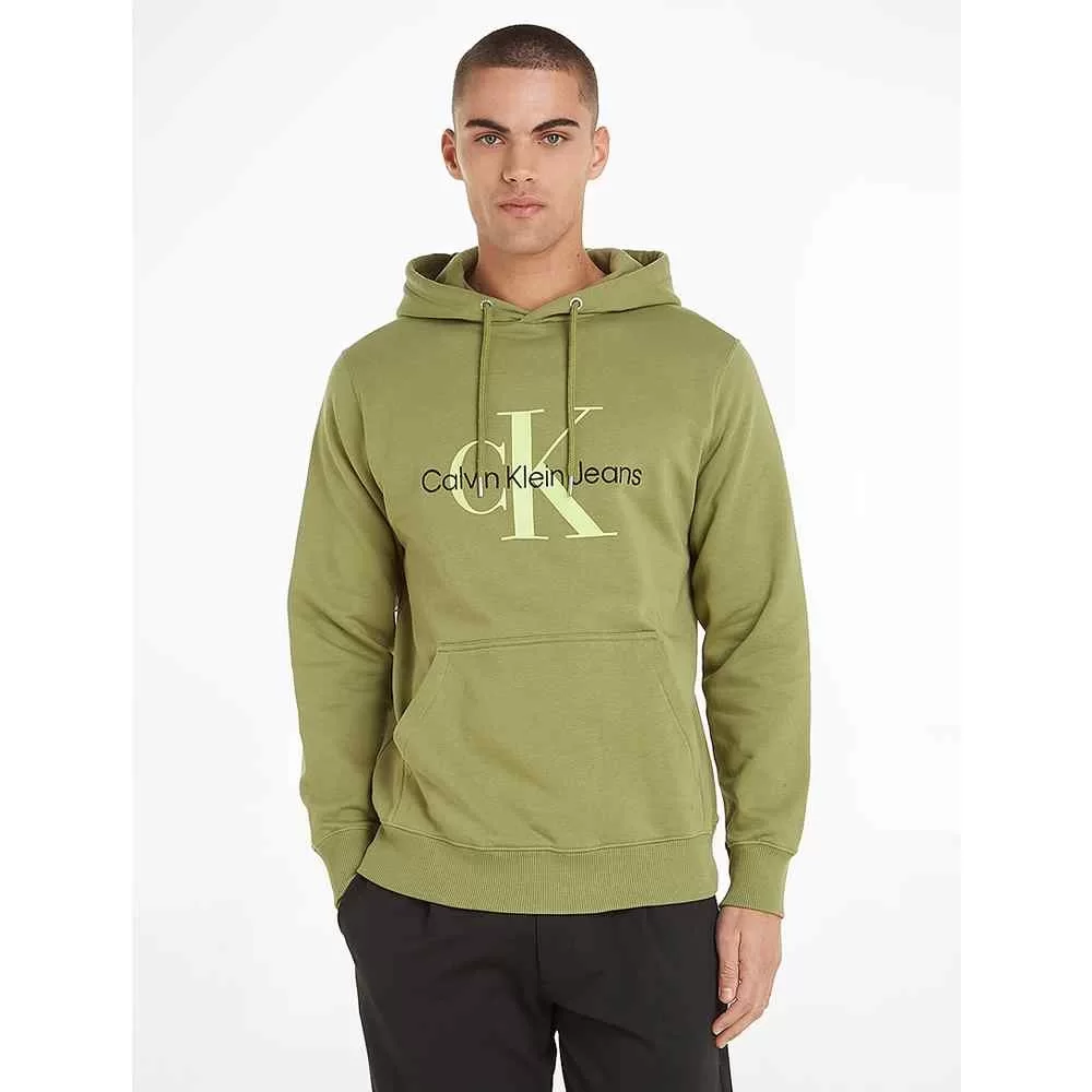 Calvin Klein SEASONAL MONOLOGO REGULAR HOODIE Erkek Yeşil Sweatshirt J30J320805-L9N