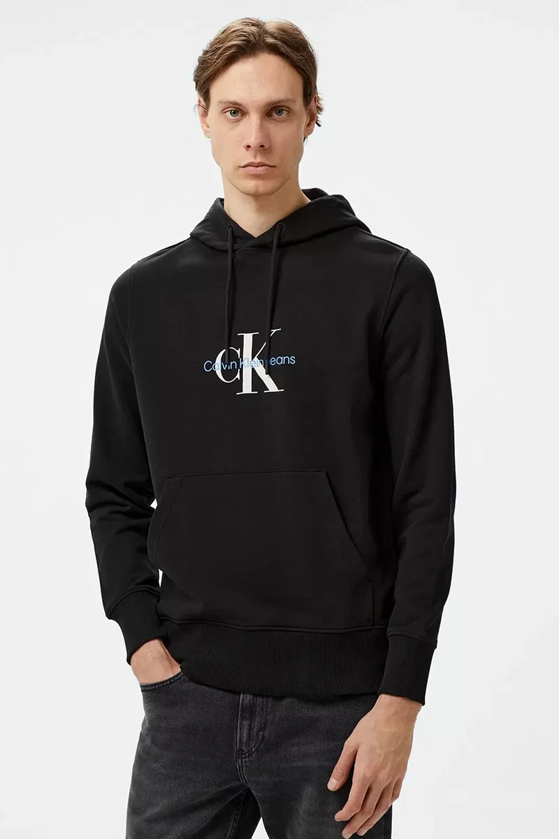 CK Jeans DISTRESSED MONOLOGO HOODIE Erkek SİYAH Sweatshirt J30J326875-BEH