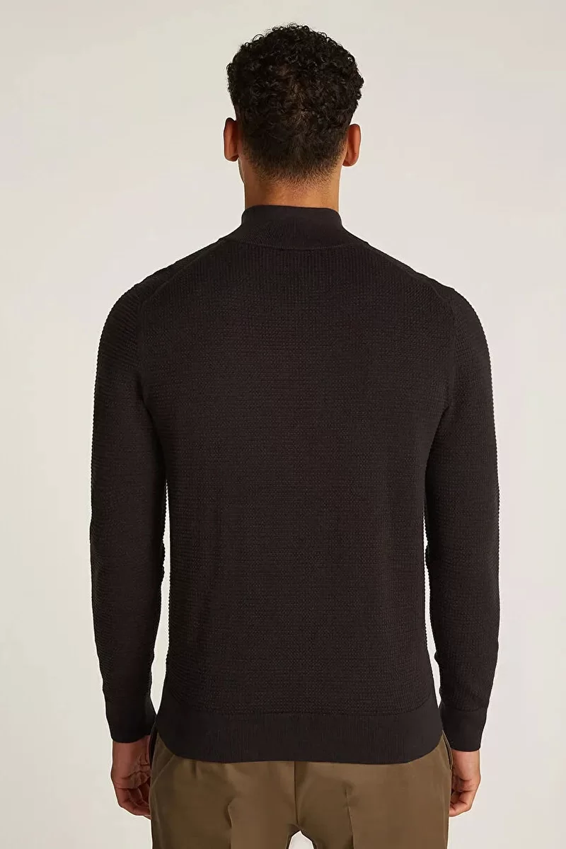 Calvin Klein WAFFLE TEXTURE Q-ZIP Erkek  Kazak K10K114120-BEH