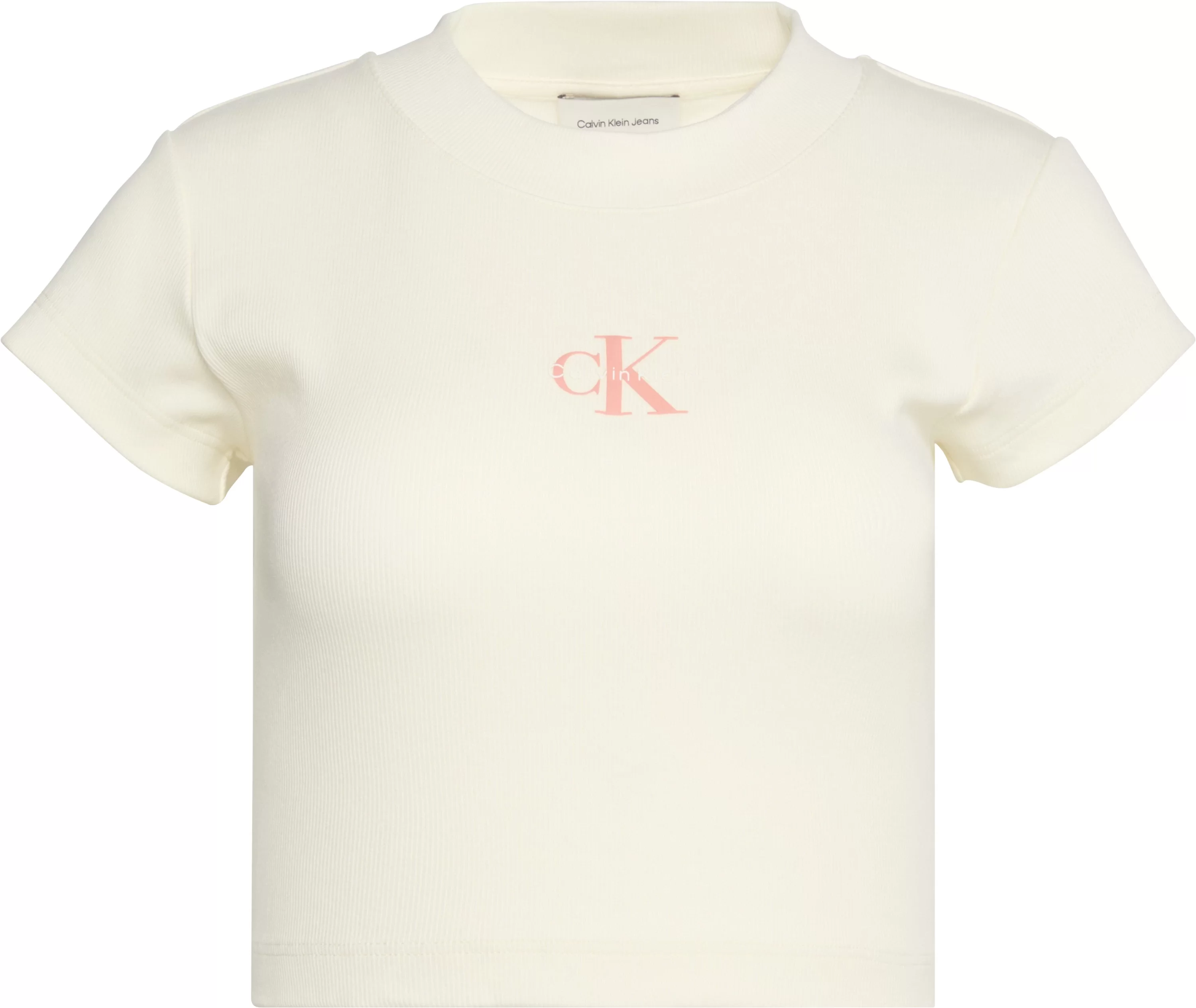 Calvin Klein Jeans A- MONOGRAM BABY TEE Kadın Beyaz T-shirt LV047AB802-YC9
