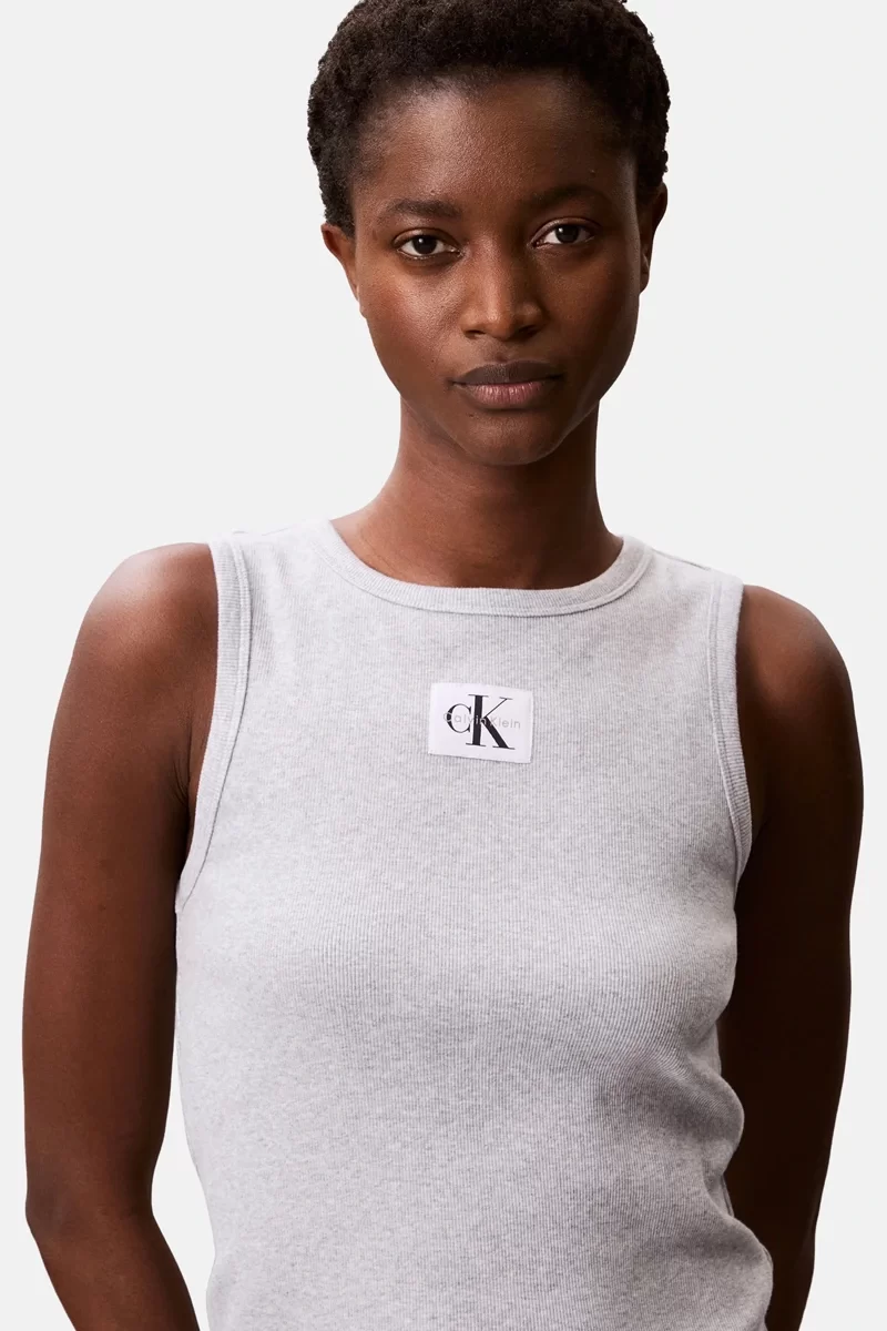 Calvin Klein Jeans A - WOVEN LABEL 2X2 COTTON RIB T Kadın Gri Bluz LV047C201G-P79
