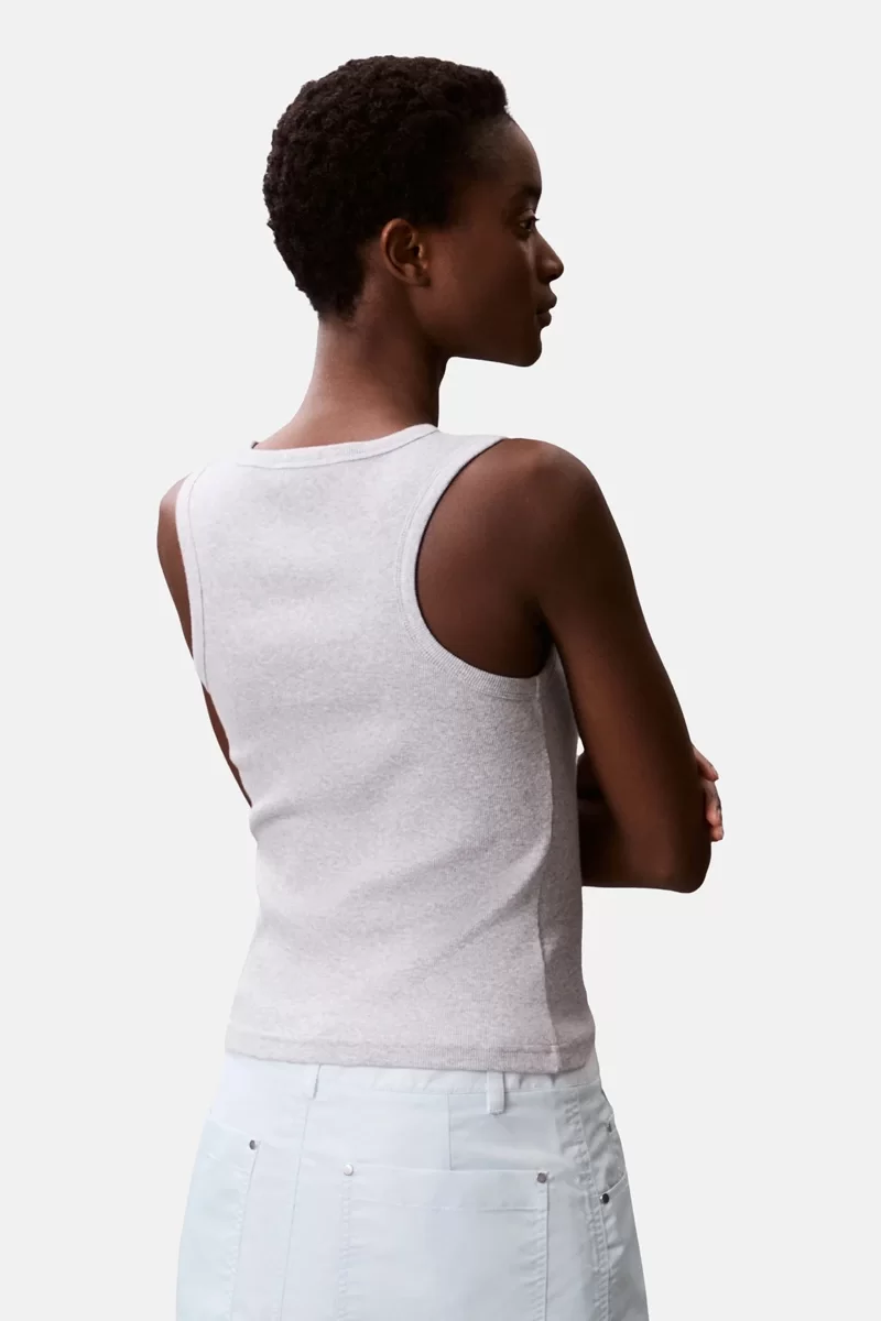 Calvin Klein Jeans A - WOVEN LABEL 2X2 COTTON RIB T Kadın Gri Bluz LV047C201G-P79