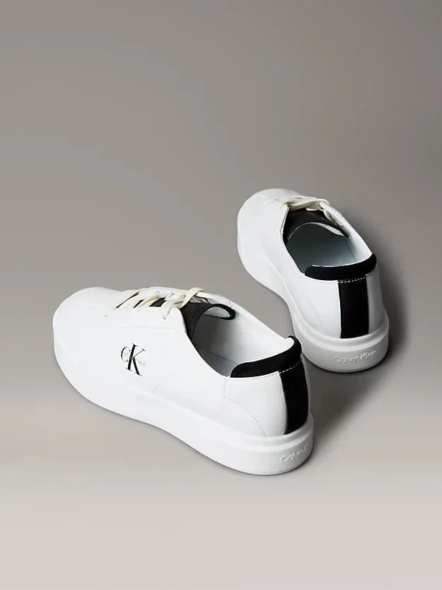 Calvin Klein Jeans Basketbol Stili Düz Tabanlı Bağcıklı Deri-Süet Erkek Siyah Sneaker YM0YM01354-0GM