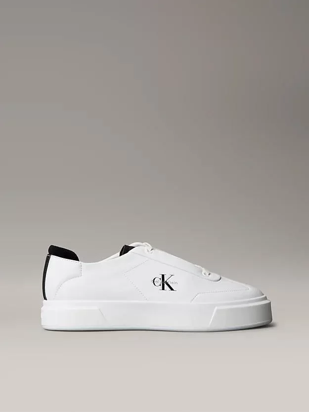 Calvin Klein Jeans Basketbol Stili Düz Tabanlı Bağcıklı Deri-Süet Erkek Siyah Sneaker YM0YM01354-0GM