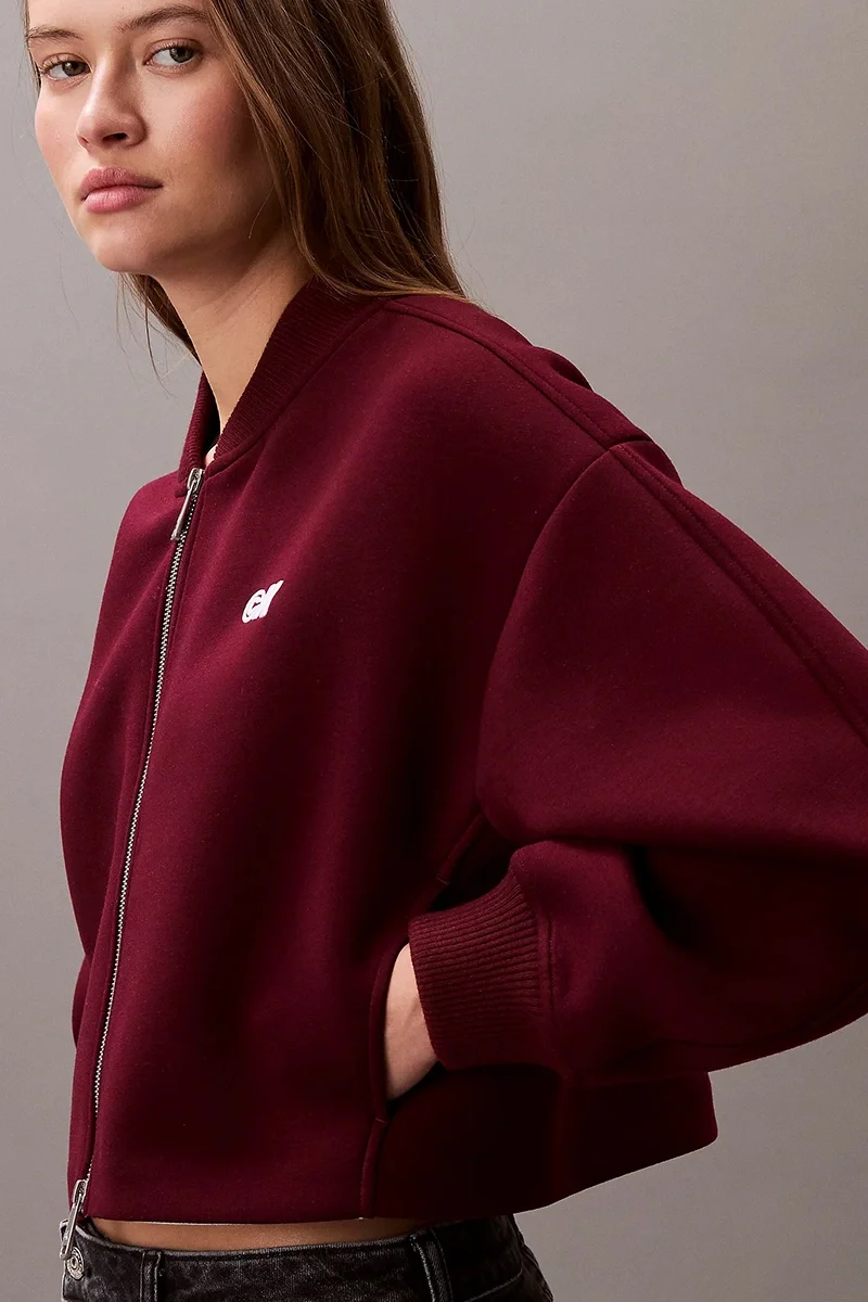 Calvin Klein Jeans Bol Kesim Scuba Kumaş Fermuarlı Bomber Kadın Bordo Ceket LV047C524G-VLP
