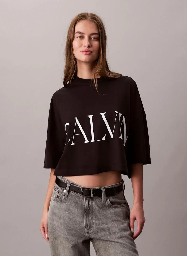 Calvin Klein Calvin Klein Kısa Grafik Baskılı Kısa Kollu Kadın Siyah T-shirt LV047D206G-UB1
