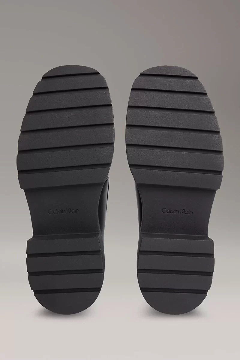 Calvin Klein Jeans Deri Kalın Tabanlı Combat Kadın  Siyah Loafer YW0YW01862-BEH
