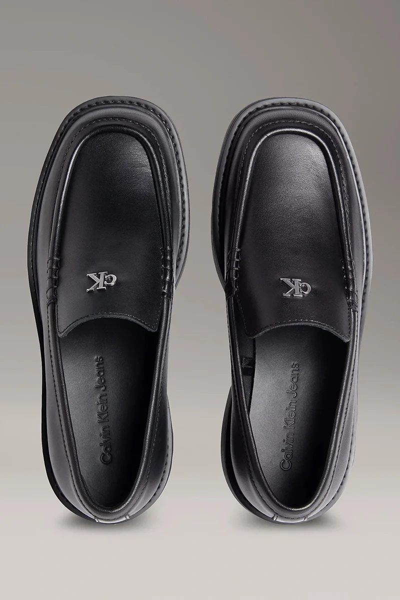 Calvin Klein Jeans Deri Kalın Tabanlı Combat Kadın  Siyah Loafer YW0YW01862-BEH