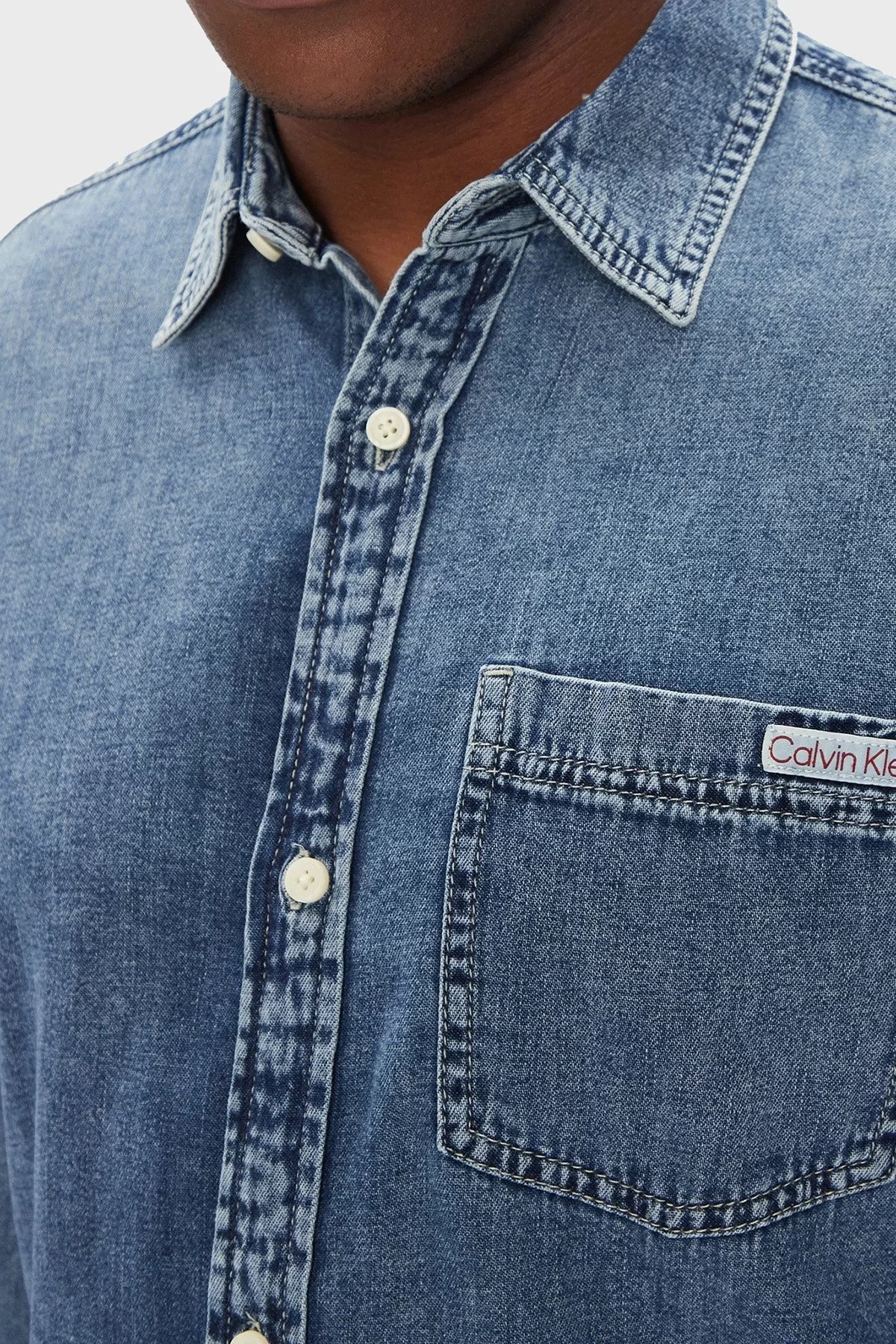 Calvin Klein Jeans Erkek Günlük Klasik Mavi Gömlek LV040EM774-WHZ