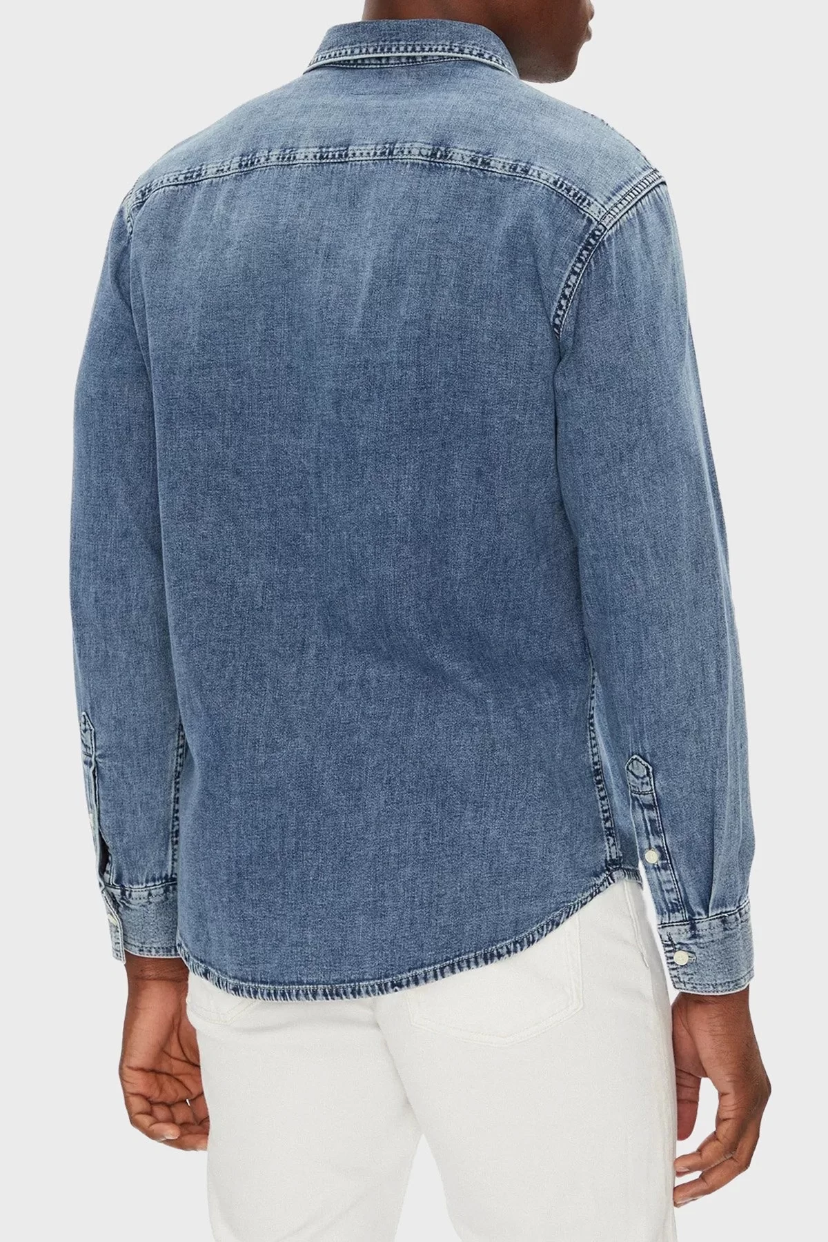 Calvin Klein Jeans Erkek Günlük Klasik Mavi Gömlek LV040EM774-WHZ
