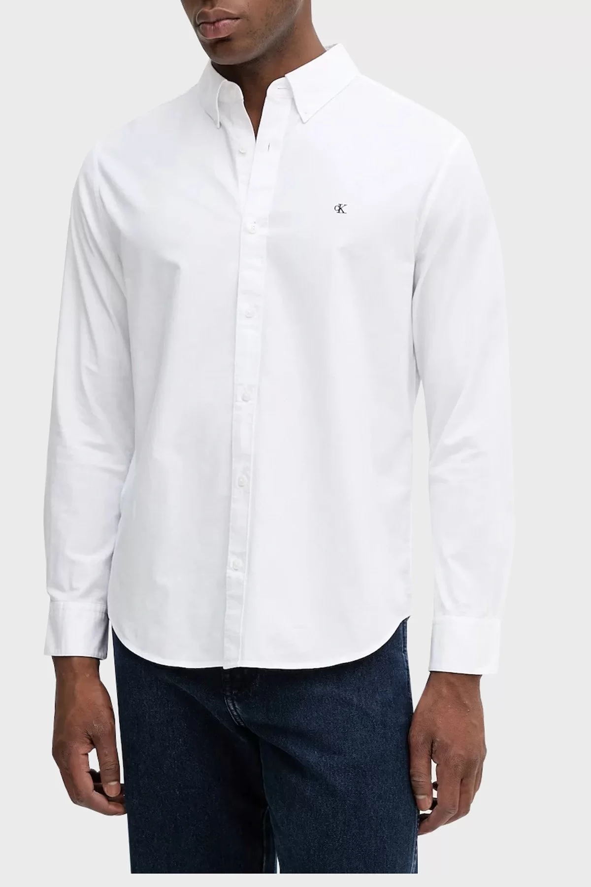 Calvin Klein Jeans Erkek Uzun Kollu Klasik Düz Oxford Beyaz Gömlek LV140EM125-YAA