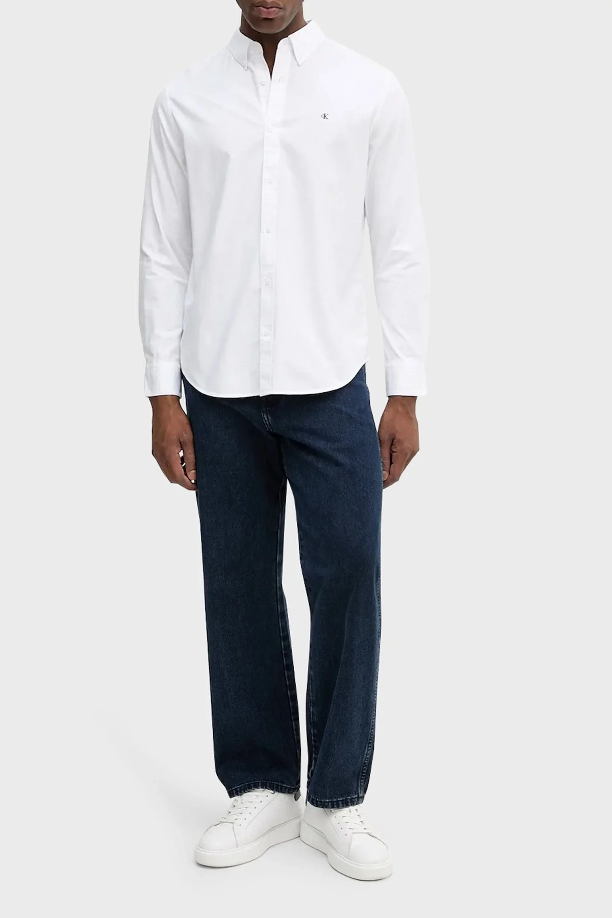 Calvin Klein Jeans Erkek Uzun Kollu Klasik Düz Oxford Beyaz Gömlek LV140EM125-YAA